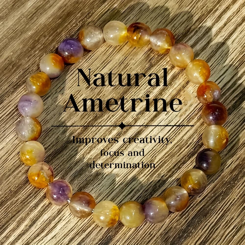 TEMU Enhance Natural Beaded Bracelet, Unisex Crystal Jewelry, Perfect Gift
