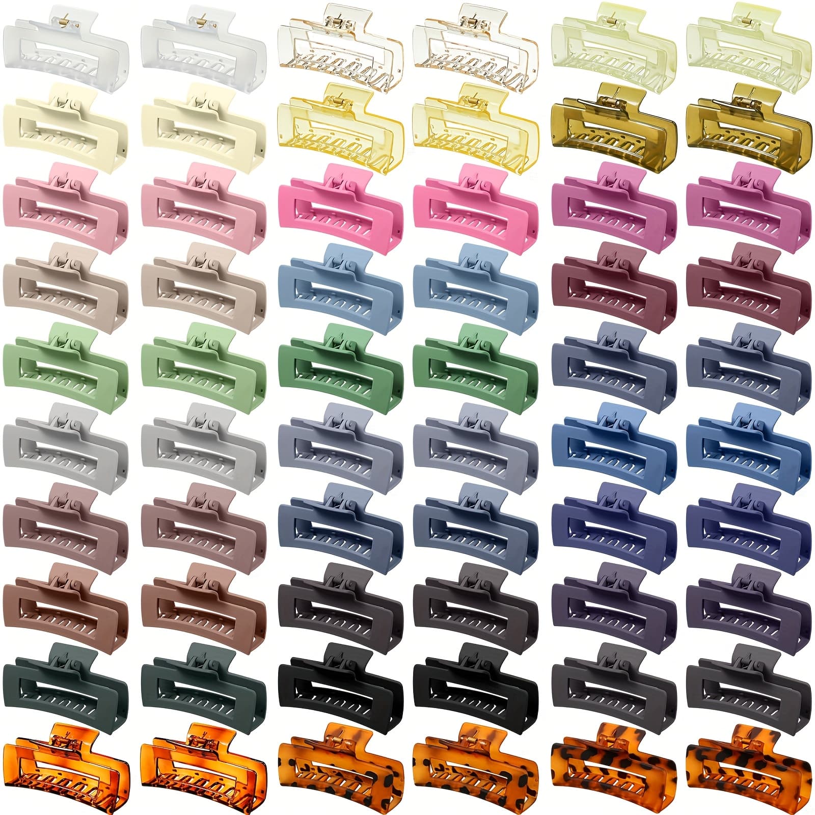 TEMU 60pcs Hair Clips Bulk Hair Claw Clips For Women 4.1 Inch Large Rectangle Non-slip Square Jaw Christmas Gifts