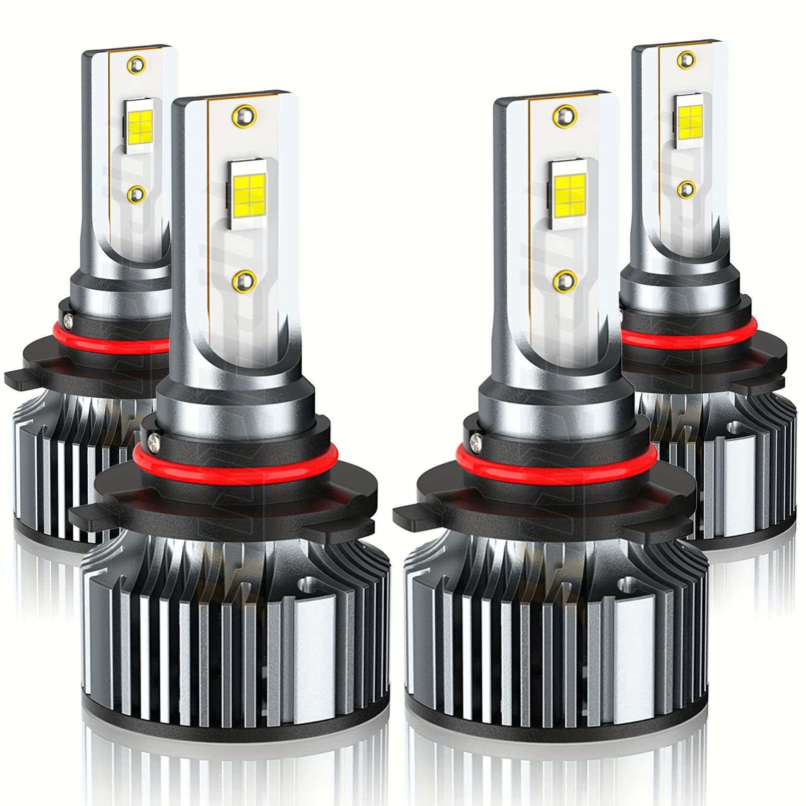 TEMU Set Of 4 Led Headlight Bulbs For 9005/hb3 And 9006/hb4, Featuring A High/low Beam Combo With 6000k Brightness And Cooling Fans, Without Battery