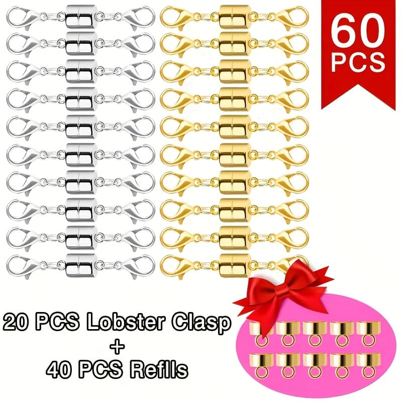 TEMU 30/60pcs Necklace Clasps, Necklace Clasps And Closures For Bracelet Extenders, Brass Clasps, Safety Jewelry Connectors With Lobster Clasps For Necklace And Bracelet Closures, Bead Locks