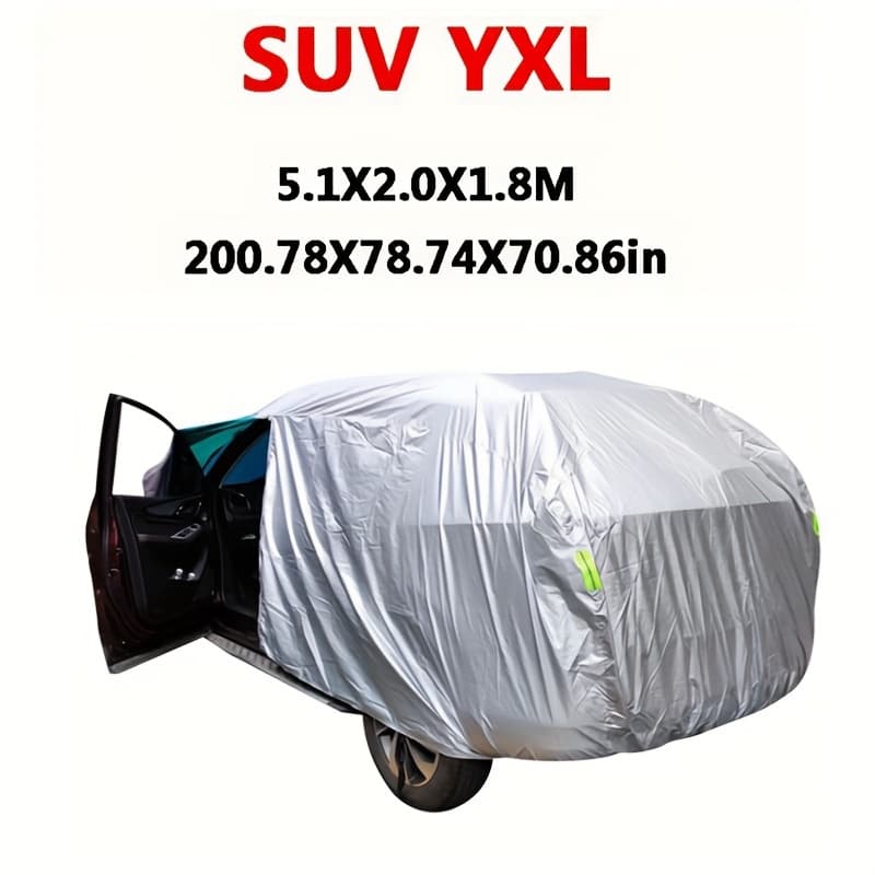 TEMU Universal Suv/sedan Full Car Covers Outdoor Sun Snow Protection Uv Car Umbrella Silvery S-xxl Auto Case Cover