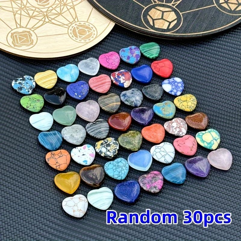 TEMU 30pcs, Multi-colored Heart Crystal, Rose Quartz Heart Crystal Set - Perfect For Valentine's Day And Gifts, Decoration (random Colors)
