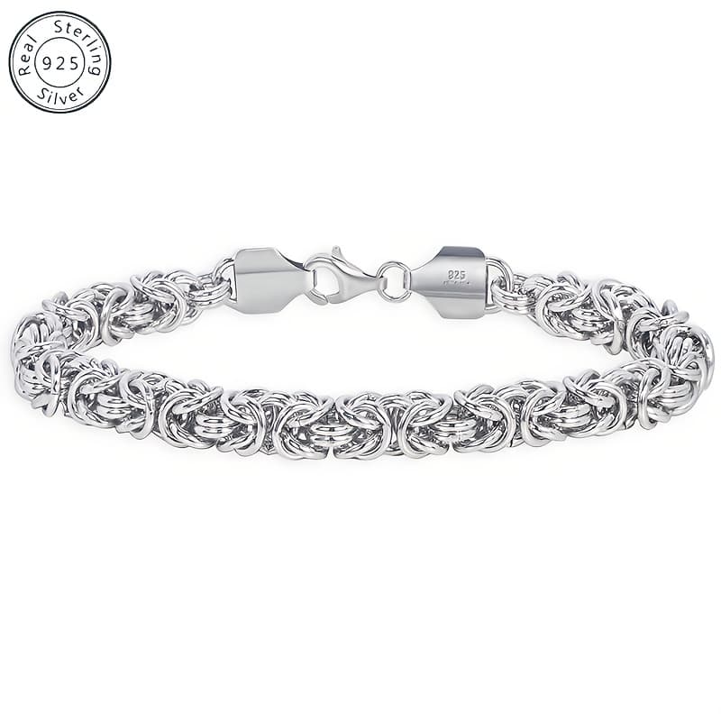 TEMU 925 Sterling Silvery Low Allergy Men And Women Fashion Woven Straw Rope Bracelet, Suitable For Men And Women Daily Wear, With Exquisite Gift Box, Suitable For Holiday Gifts