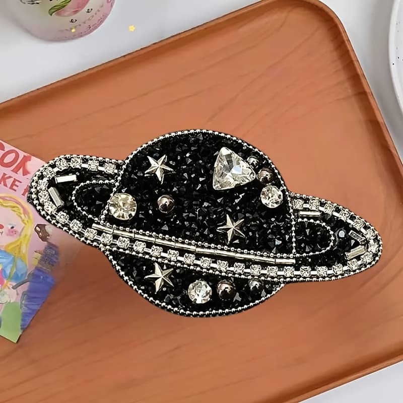 TEMU Handmade Bead Patch, Starry Universe Airplane Sewing Patch, Clothing Sticker Decoration, Apparel Hat Accessory