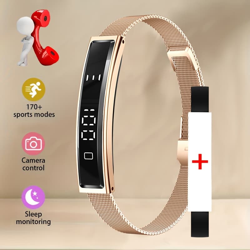TEMU Smart Bracelet With Screen, Alloy Case, Sports Counter - Multifunctional Fitness Watch, Compatible With Iphone/, Usb Rechargeable Battery, Smart Notifications