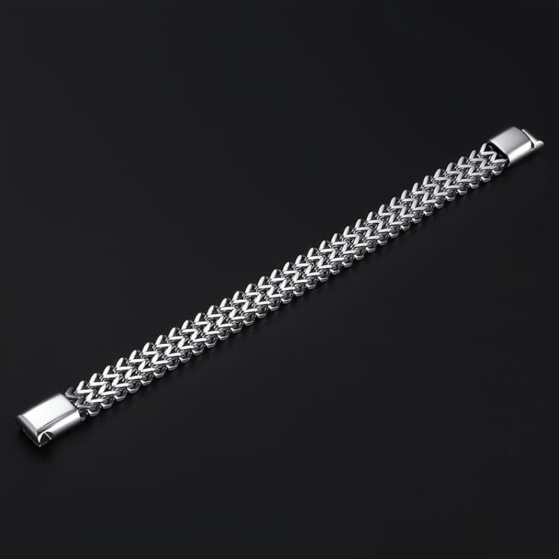 TEMU Stainless Steel Braided Double Row Cuban Link Bracelet, Unisex Fashion Jewelry, Magnetic Clasp, , Gift For Husband, , Father