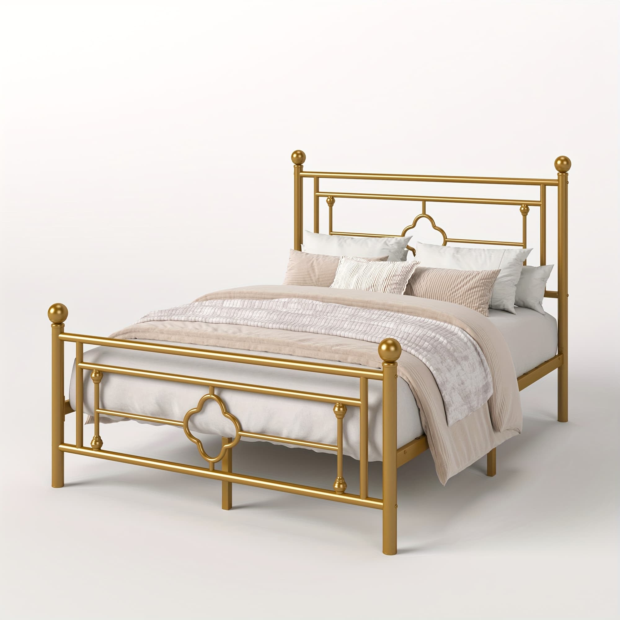 TEMU Weeway Modern Metal Platform Bed Frame With -art Headboard & Footboard, Spring Needed, Under-bed Storage Bed Frame Suitable For House, Twin/full/queen/king Size, Free Shipping