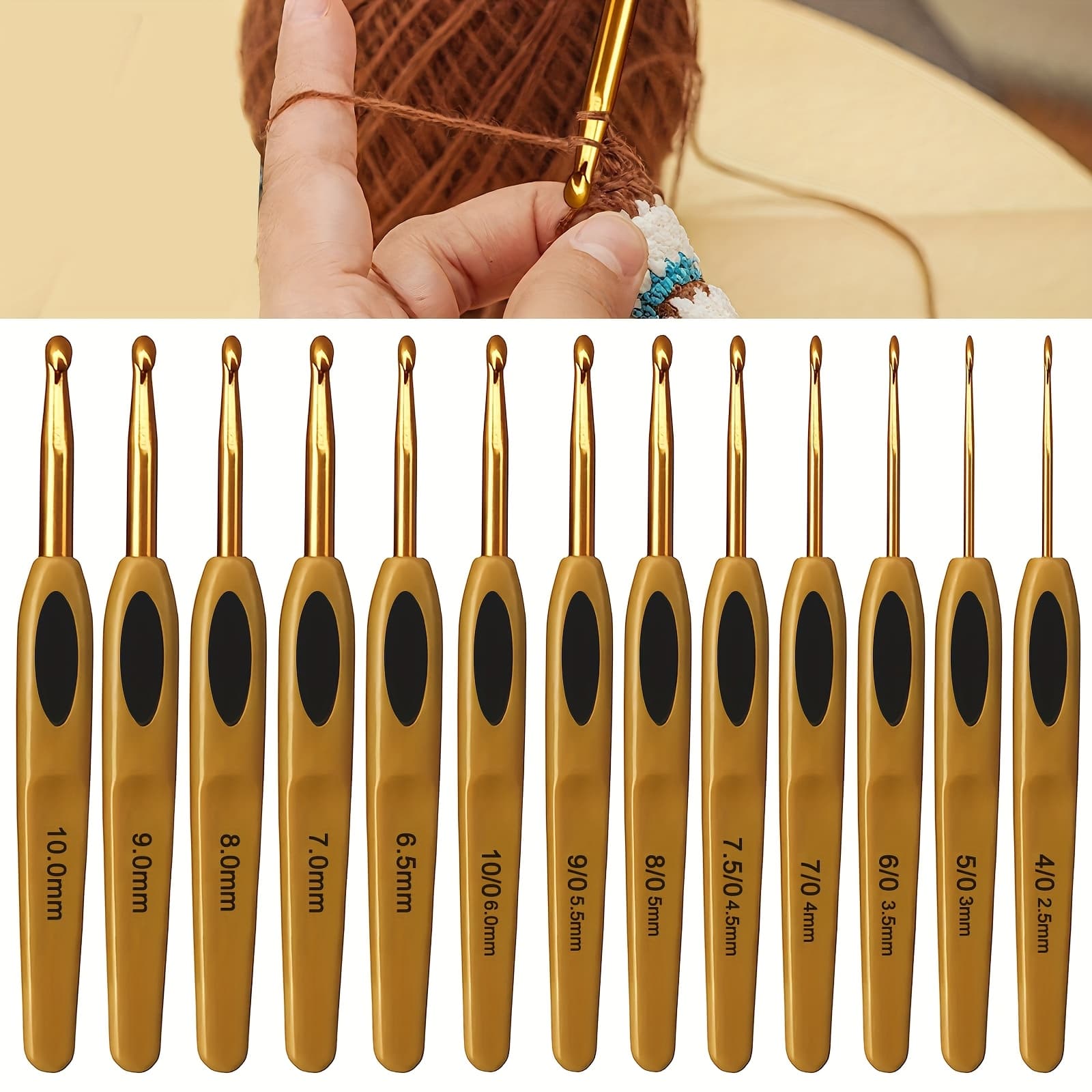 TEMU Set Of 13 Ergonomic Crochet Hooks, Featuring Knitting Tools, Ideal For Yarn, Sweaters, Beading, And Crafts, Perfect As A Gift For Beginners And Craft Enthusiasts
