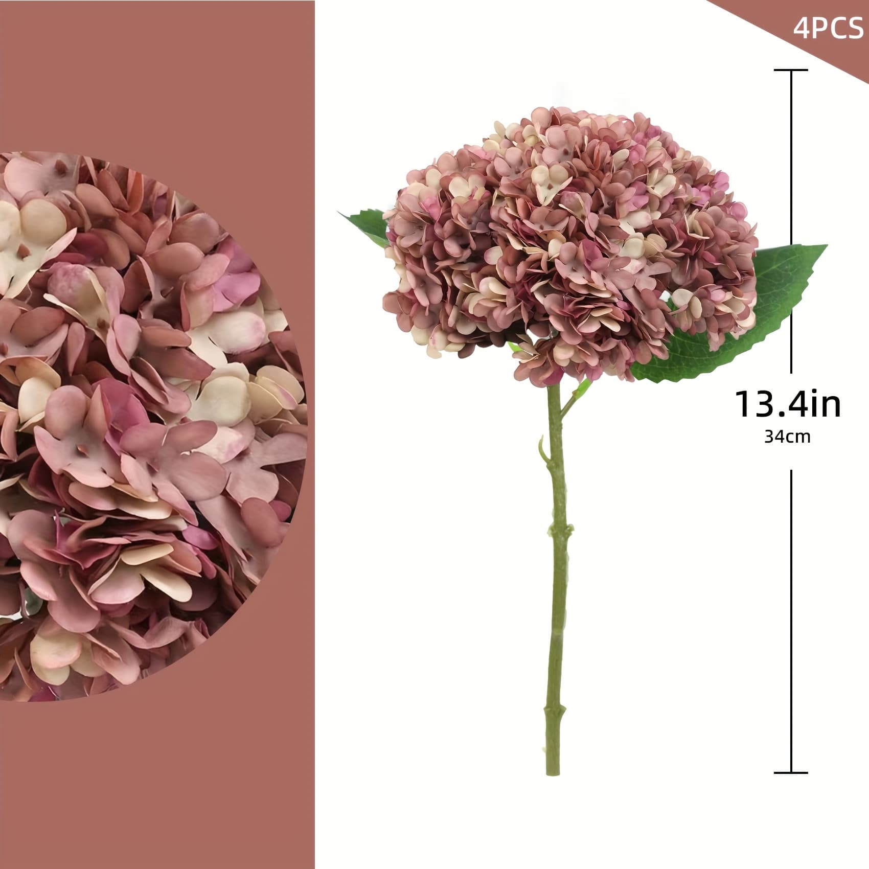 TEMU 4pcss Set Of Faux, Light Purple Flower Artificial Hydrangea Bouquet Artificial Hydrangea Stems Suitable For Home Table Centerpiece Wedding Party Decoration (light Purple, 4pcss Set)