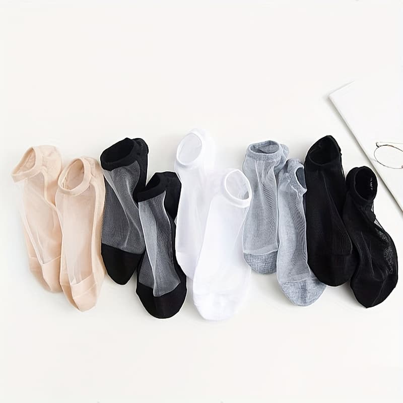 TEMU 5 Pairs Breathable Solid Color Women's Socks