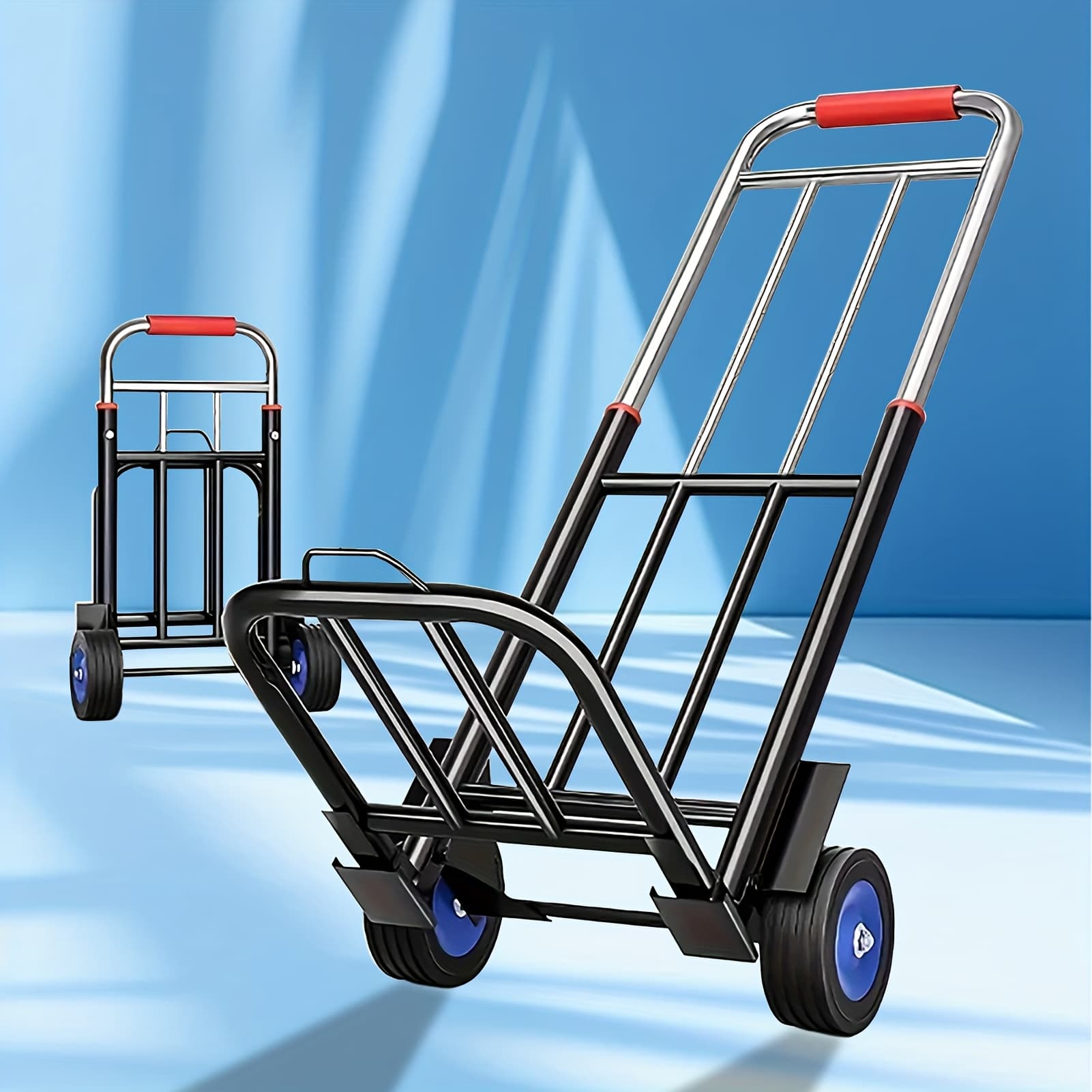 TEMU 330 Lb Folding Hand Truck, Portabledolly With Extendable Handle, Heavy Duty Collapsible Cart For Luggage Office Use