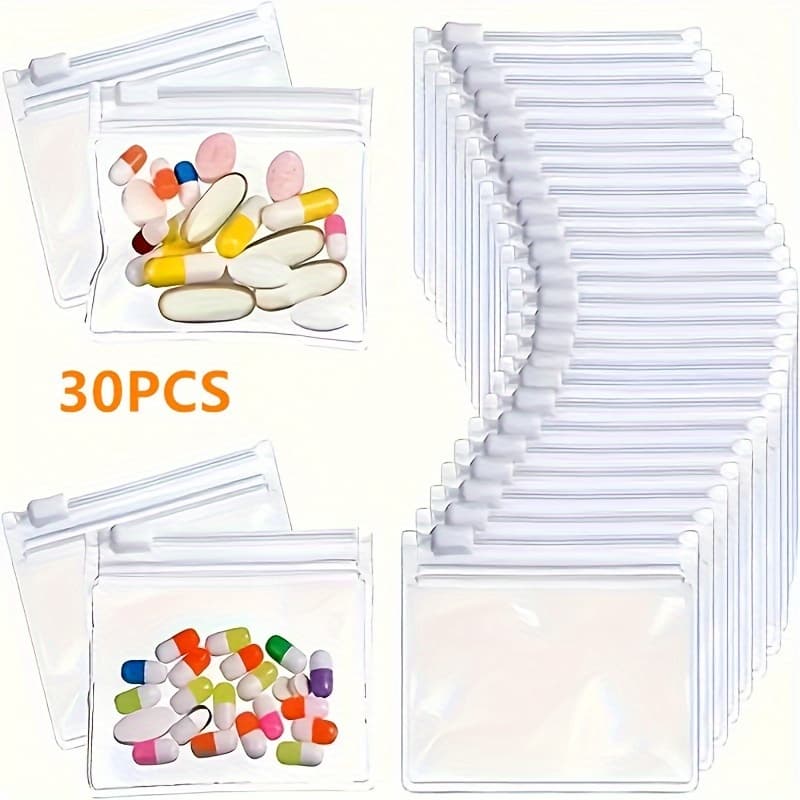 TEMU 30/60pcs, Bag, Transparent Jewelry Zipper Bag, Small Jewelry Storage Box, Ring Earrings Storage Bag, Portable Waterproof Bag, Suitable For Travel And Small Items, Storage