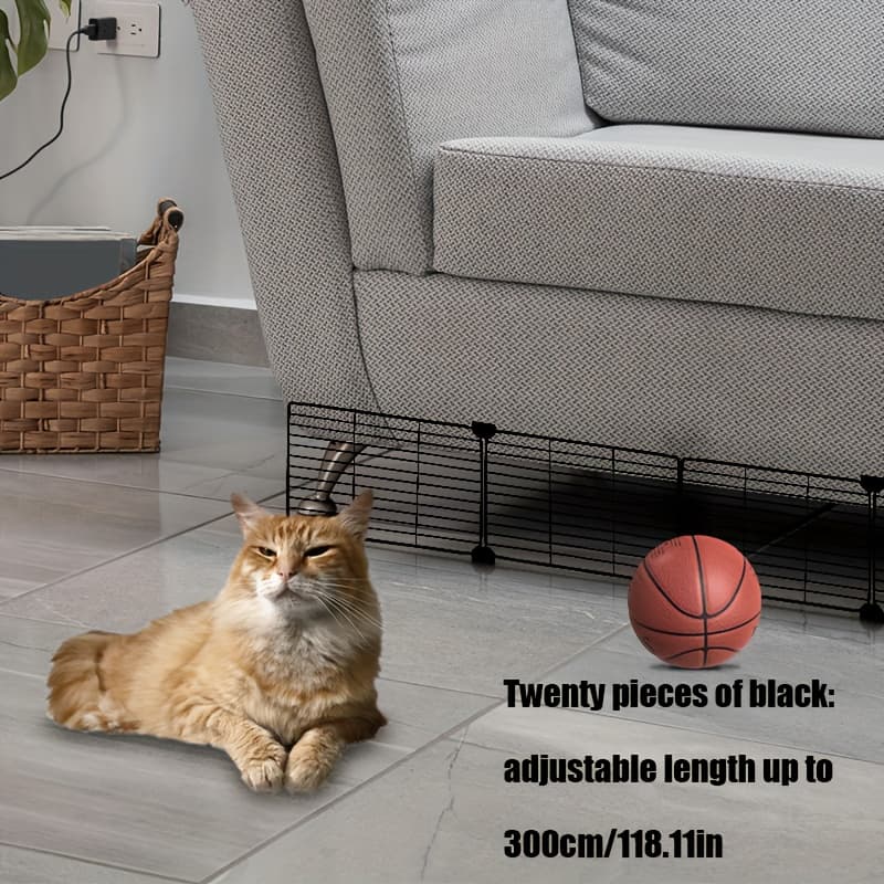 TEMU Multi--to-install Pet Fence - Under Sofa Or Bed Fence, Safe Material, More Sturdy, Prevents Toys And Pets From Getting Under Furniture