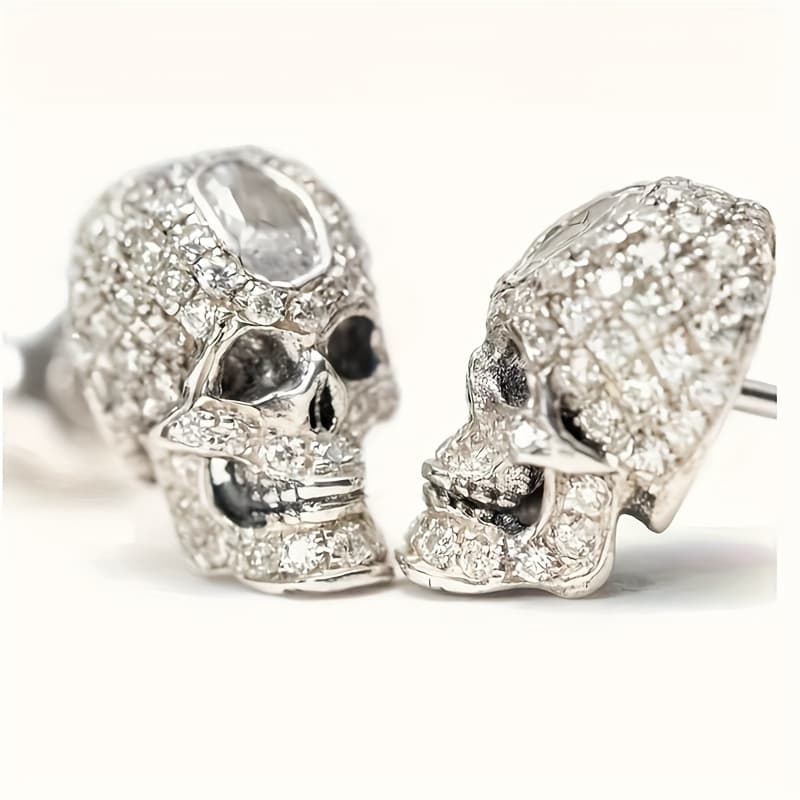 TEMU Vintage Skull Earrings For Fashion, Head Earrings In Hip-hop Rock Style For Halloween, Unisex Additions For Everyone