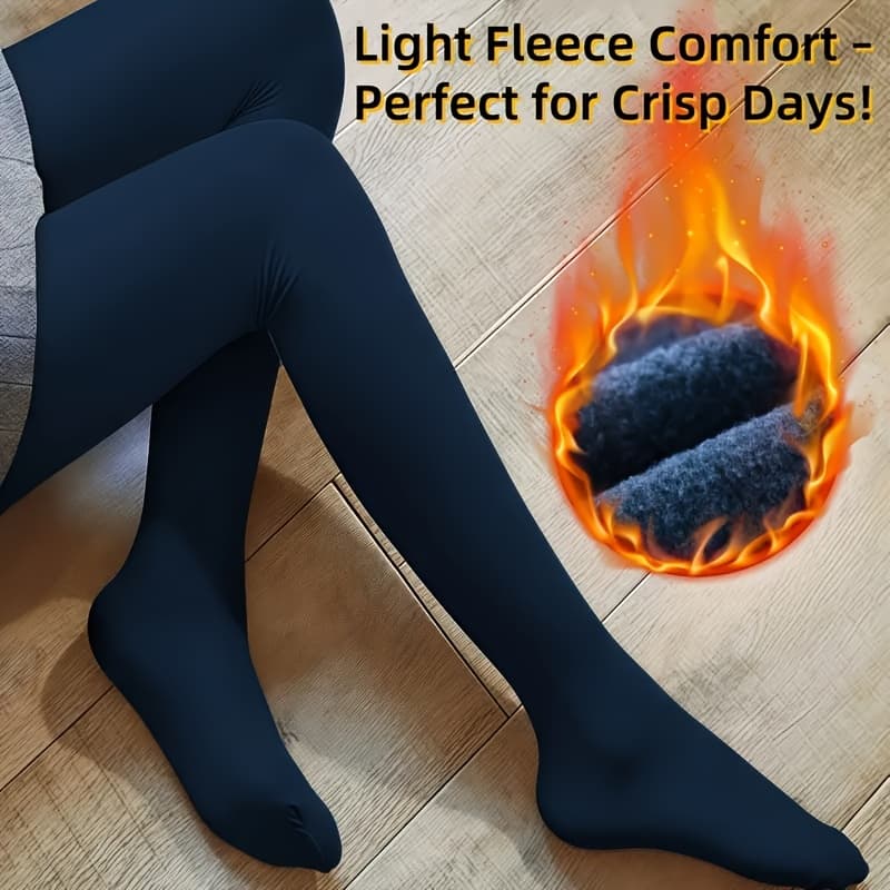 TEMU [autumn/winter Style] 1 Pair Of Fashionable Brushed Pants, Fleece-lined And Thickened Leggings, Women's Slim-fit Warm Pantyhose