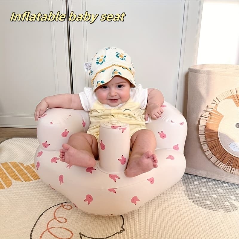 TEMU 1pc Cartoon Inflatable Seat With Built-in Air Pump, Portable Inflatable Children's Chair, Suitable For 3-36 Months Babies, Floor Seat, Comfortable Sofa For Indoor And Outdoor, Beach Sofa