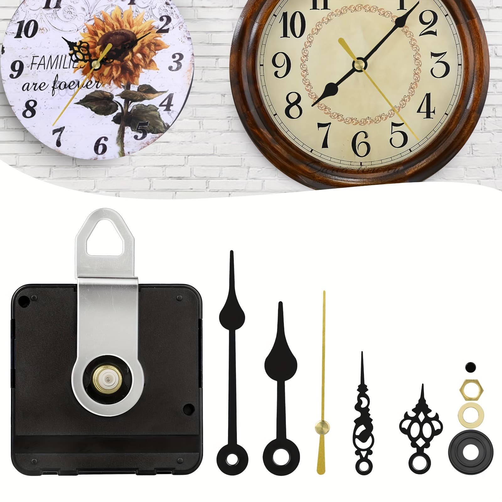 TEMU 1 Set Silent Wall Clock Movement Kit, Quartz Clock Movement Mechanism Replacement Parts, Pointer Fitting Repair Tool