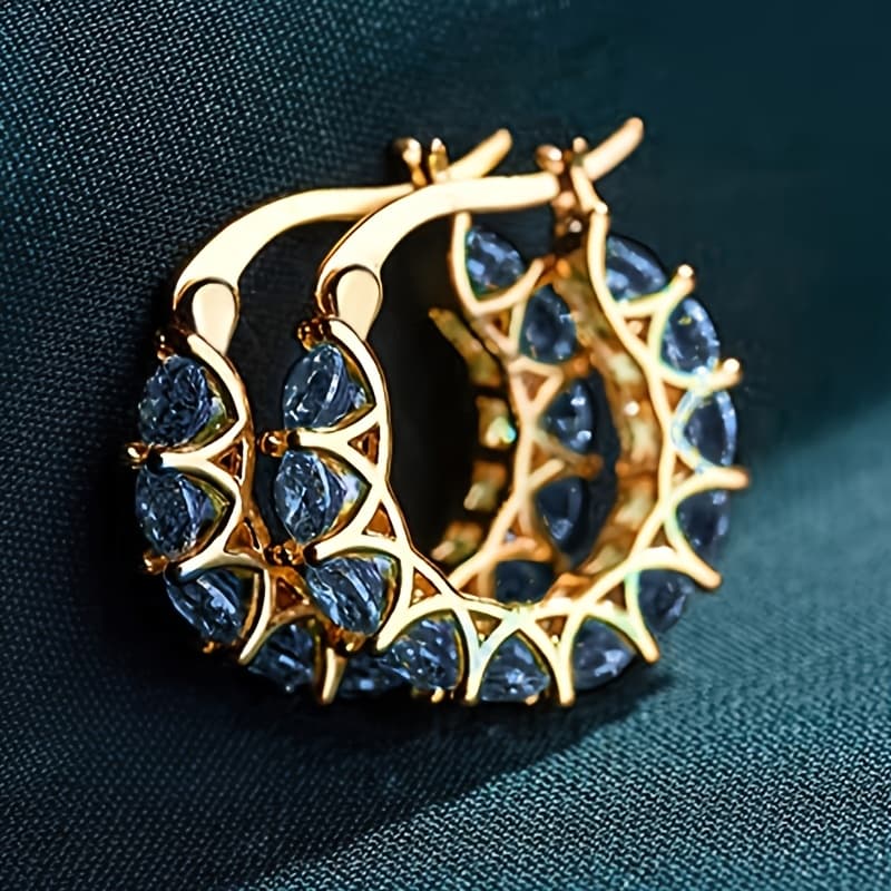 TEMU Elegant Zirconia Inlaid Circular Hoop Earrings For Women, Perfect For , Daily Wear, And Stylish Jewelry.