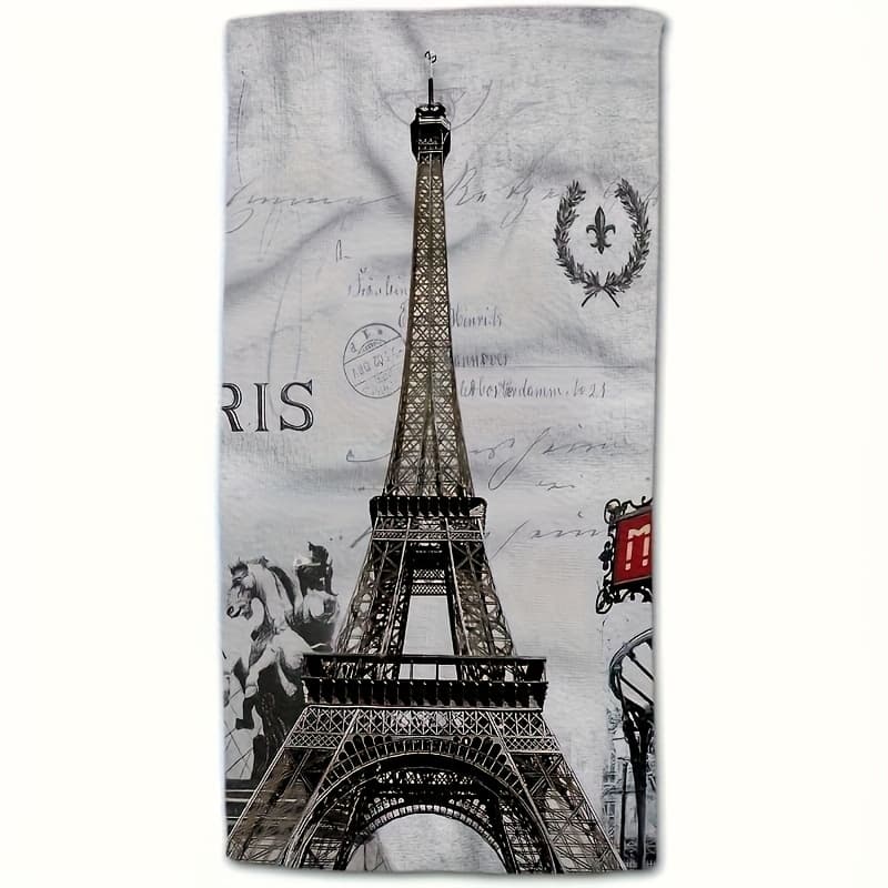 TEMU 1pc 18 X 26 Inch Paris Hand Towels, France French Post Marks Horse Flower Wreath Stamp Soft Bath Hand Towels For Bathroom Kitchen