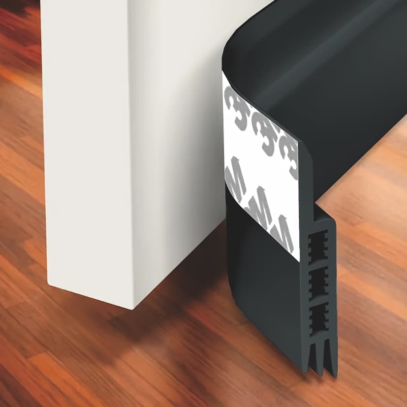 TEMU 1pc Silicone Door Draft Stopper, Under Door , Door Sweep Weather Stripping, , Strong Adhesive 39.37" Length