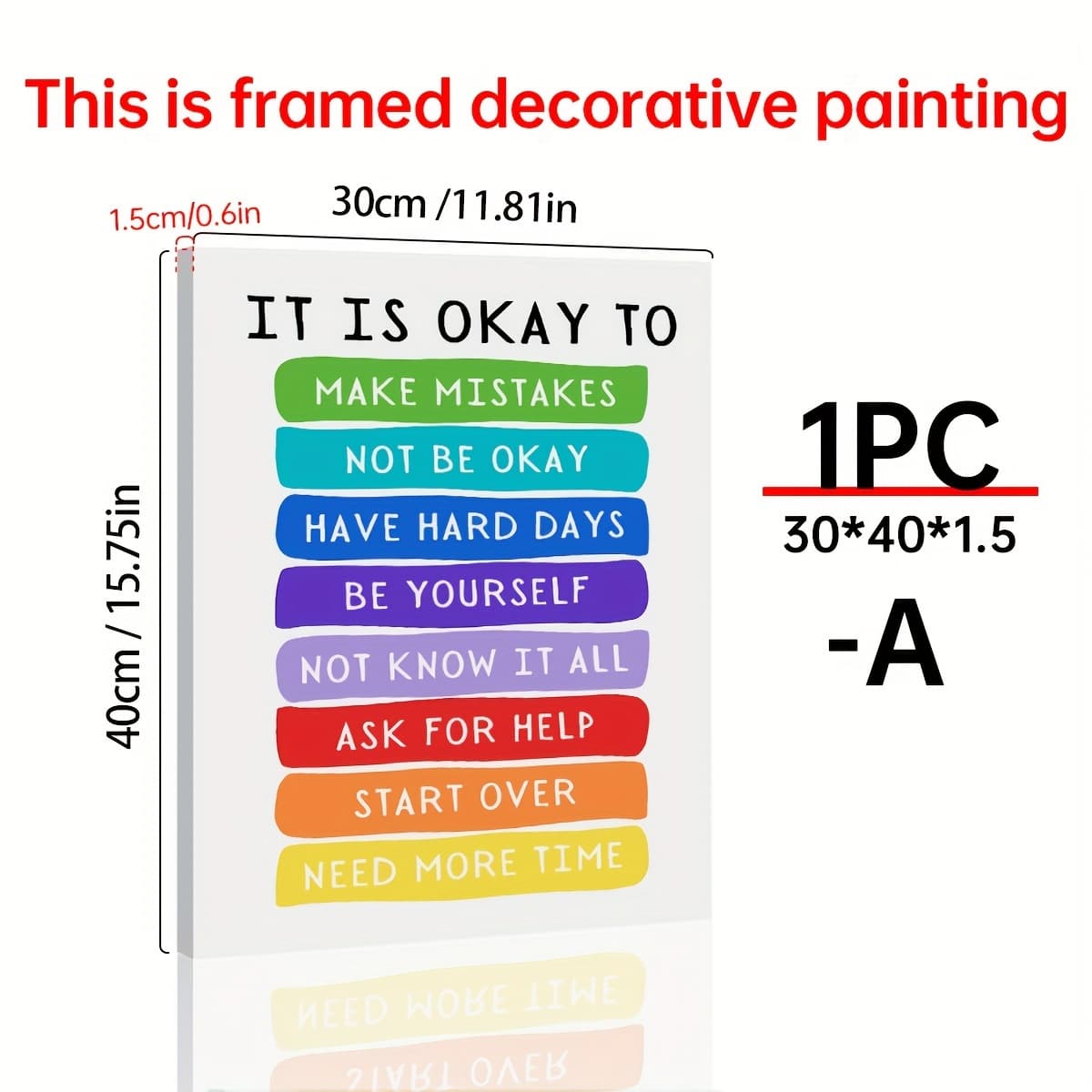 TEMU 1pc Rainbow Canvas Poster, Printed Canvas Painting , Self-encouragement, House Decorations For Room/kitchen Decor