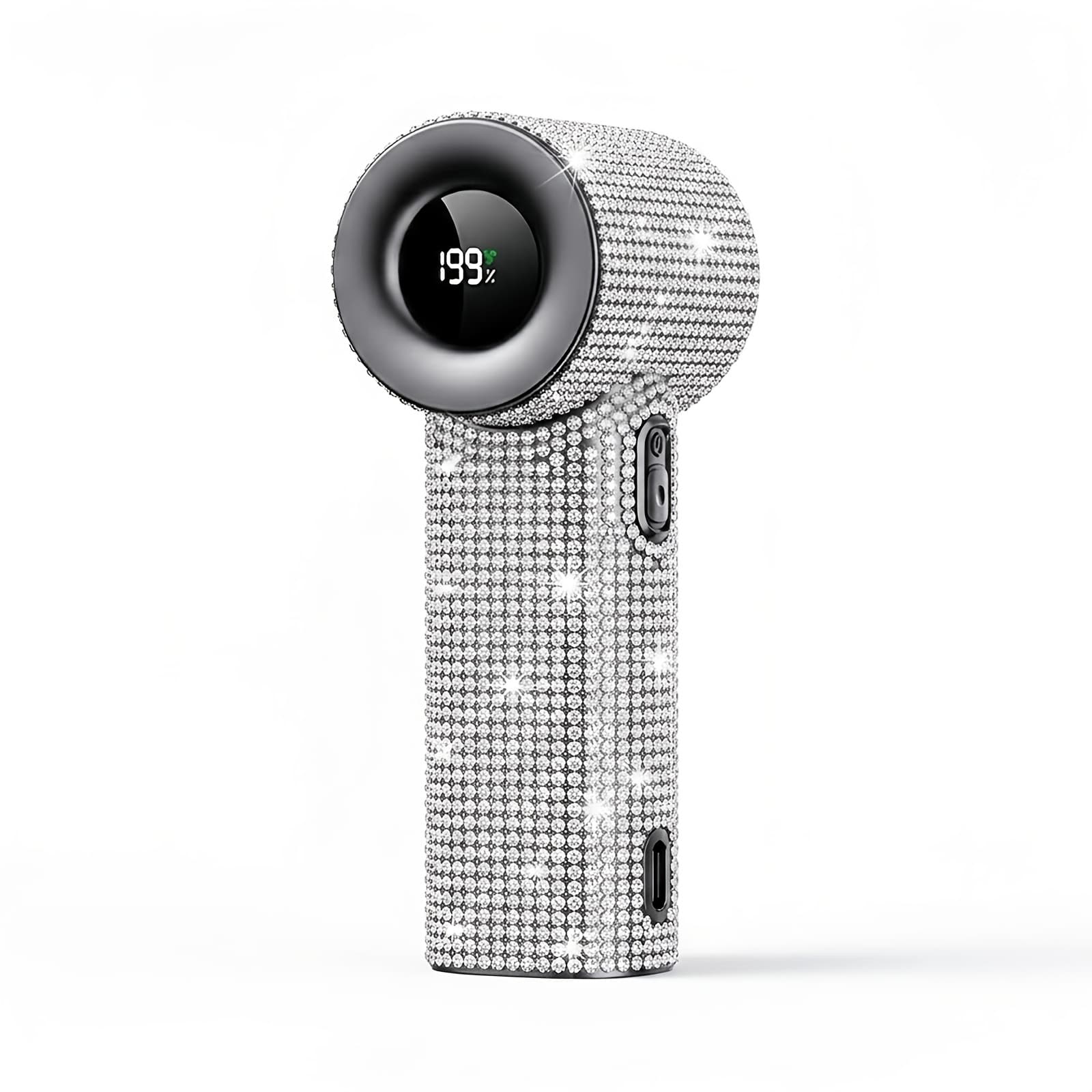 TEMU A Handheld Turbo Fan Featuring 5-speed Quiet Cooling And Convenient Usb-c Charging, This Portable Desk Fan For Women And Girls Boasts A Luxurious Diamond Mini Design