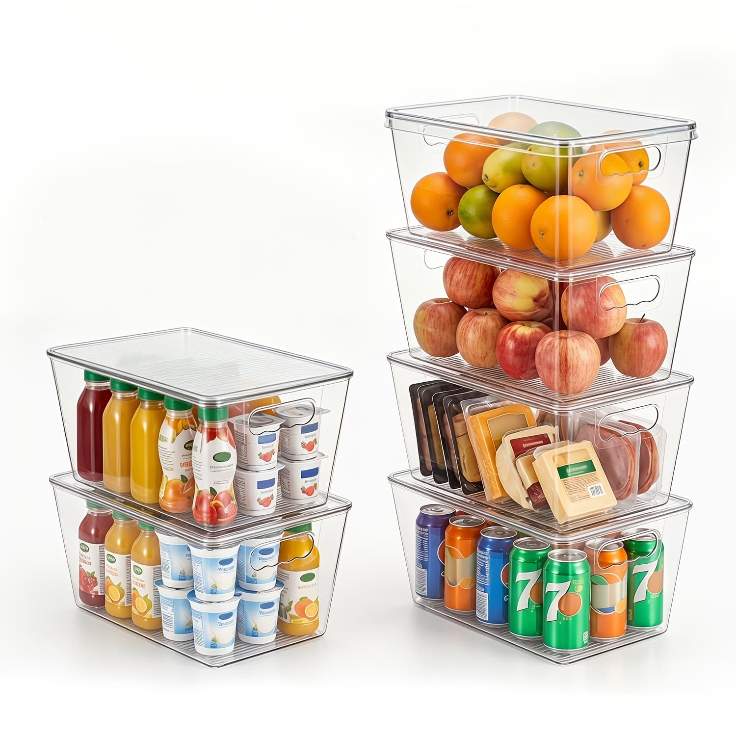 TEMU 6 Pack Clear Stackable Storage Bins With Lids, Medium Plastic Containers With Handle For Pantry Organizer And Storage, Perfect For Kitchen, Fridge, Cabinet, Closet, Bathroom Organization