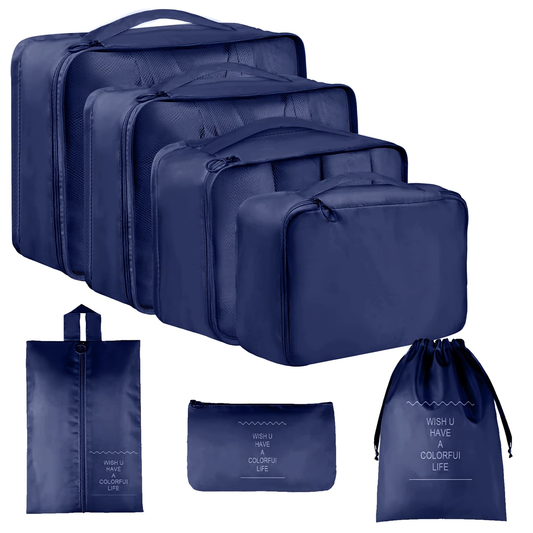 TEMU Set Of 7 Solid Color Packing Cubes For Travel, Versatile Luggage Organizers, And Dust-resistant Storage Solutions