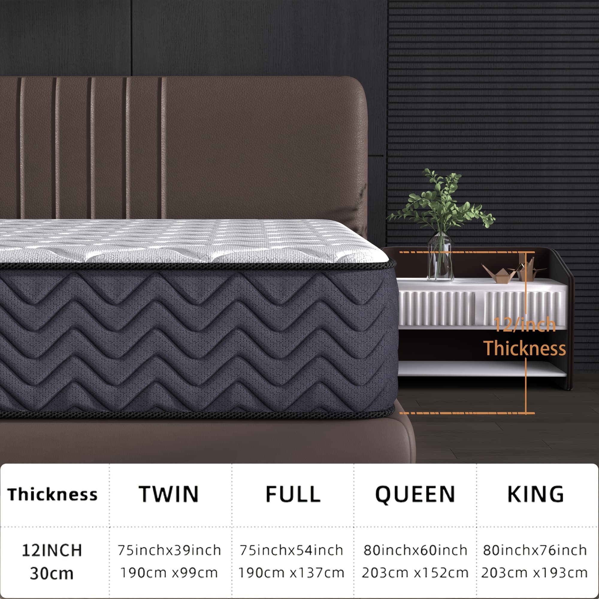 TEMU 12/14 Inch Multilayer Full Queen King Size Mattress- Multiple Sizes & Styles , With Memory Foam And , Medium