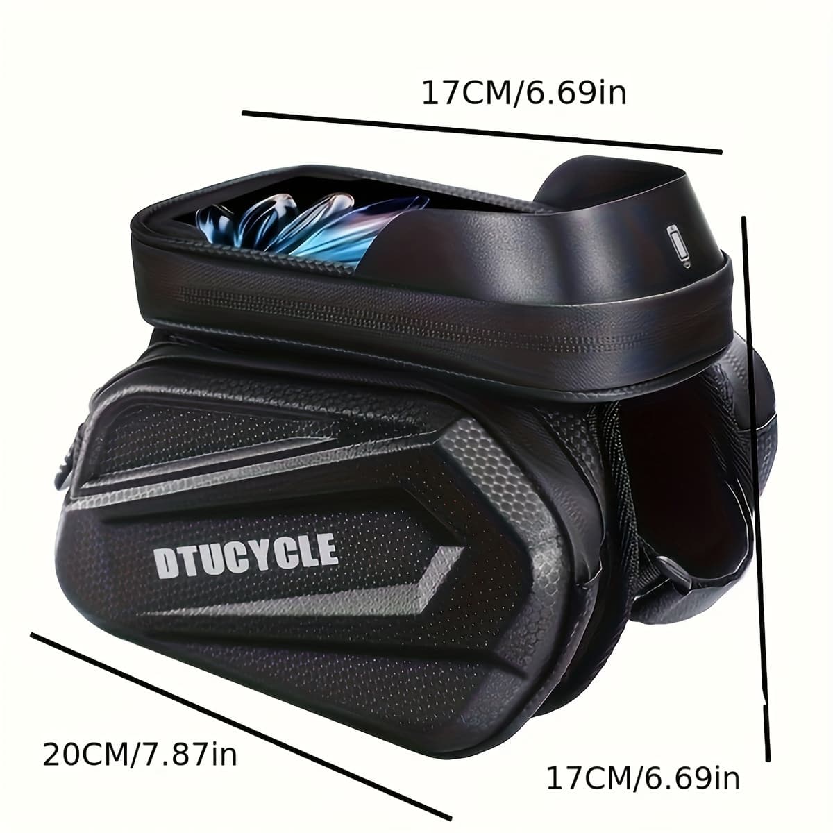 TEMU 7 Inch Phone Bicycle Front Frame Bag Touch Screen Hard Shell Bike Top Tube Storage Pouch Organizer Cycling Additions