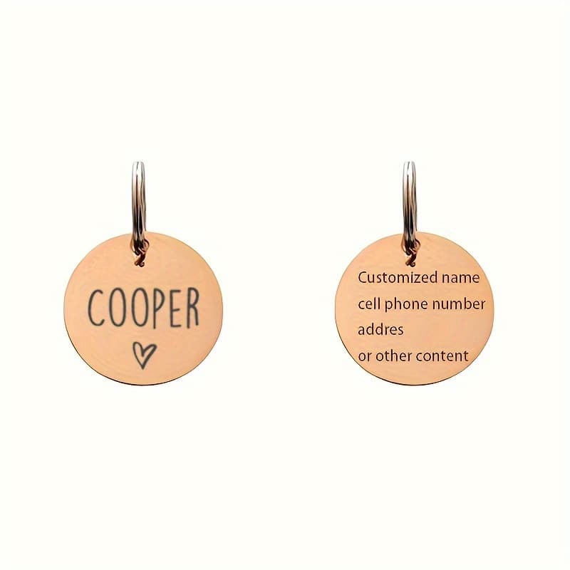 TEMU Personalized Pet Id Tags - Custom Engraved Collar Tags With Floral, Space, And - Durable Metal Tags For Safety & Style, Dog Tags
