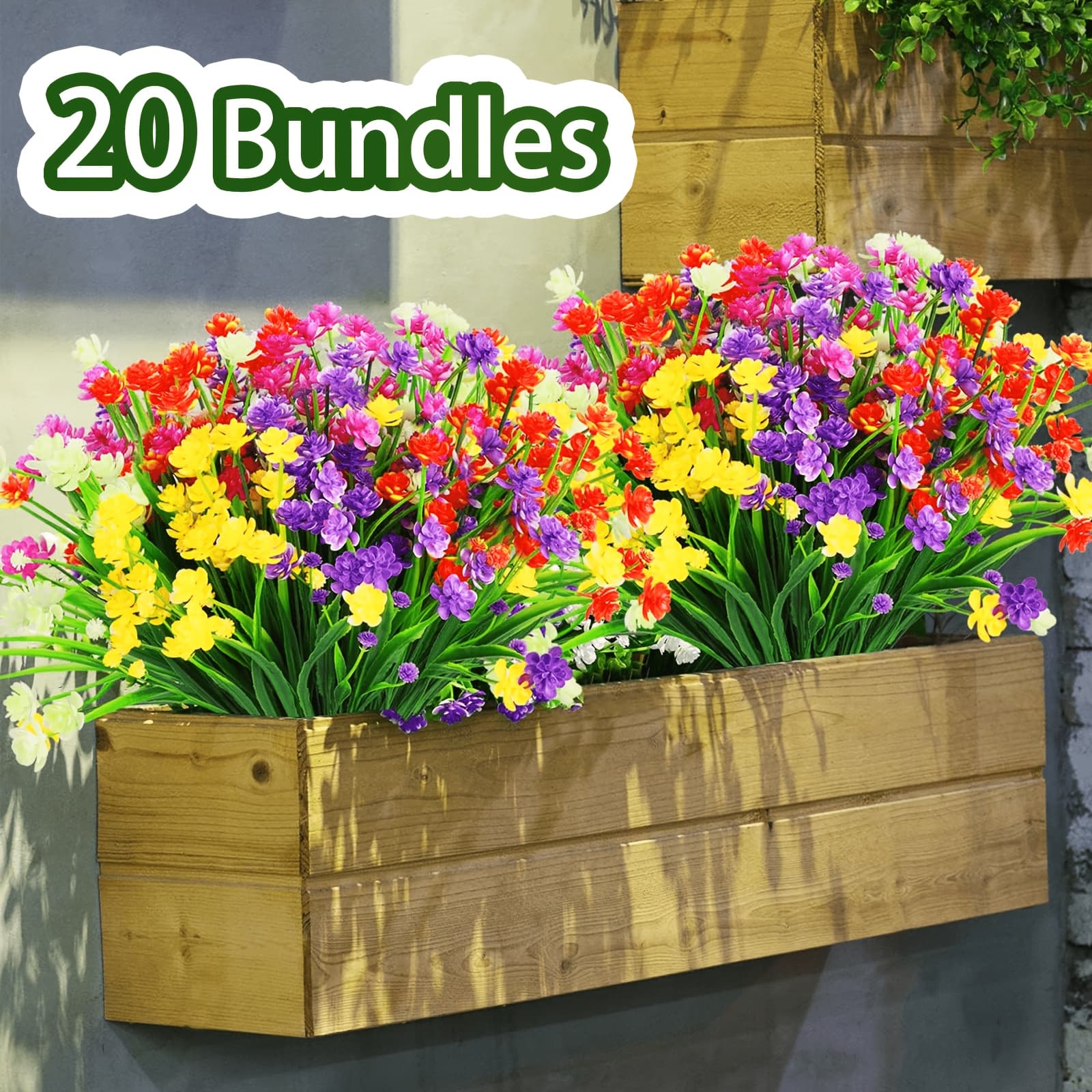 TEMU 20/40 Bundles Artificial Flowers For Outdoor Decoration Uv Resistant Fake Plastic Plants Faux Boston Fern Artificial Greenery For Spring Summer Indoor Outdoor Window Box Kitchen Home Decor