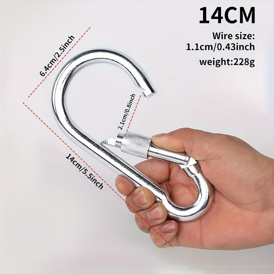 TEMU Super Large Stainless Steel Lock Hook For Camping, Keychains, Swings And Fishing Beds