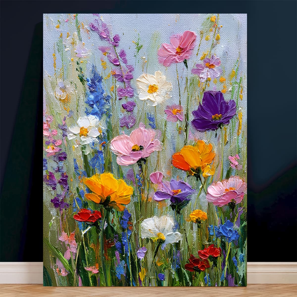 TEMU 2d Flat, 2d Flat1 Canvas Painting - Pink, Yellow, Purple, Blue, White, And Art Poster - 30.48x40.64cm Canvas Decoration For Girls' Room, Room, Wedding - Easy To Hang - Printed Textured