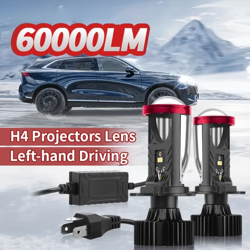 TEMU 2pcs H4 High And Low Integrated Headlight Bulbs, 60, 000 420w 3570 Csp Chip New Led , 6000k White Light, Suitable For Motor Vehicles, Left-hand Driving, 12-24v, No Battery Required