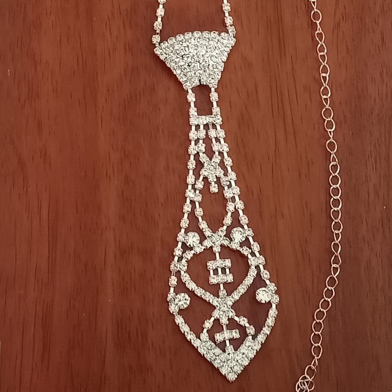 TEMU 1pc Luxury Elegant Tie Long Necklace For Women Wedding Engagement Party Jewelry Additions -