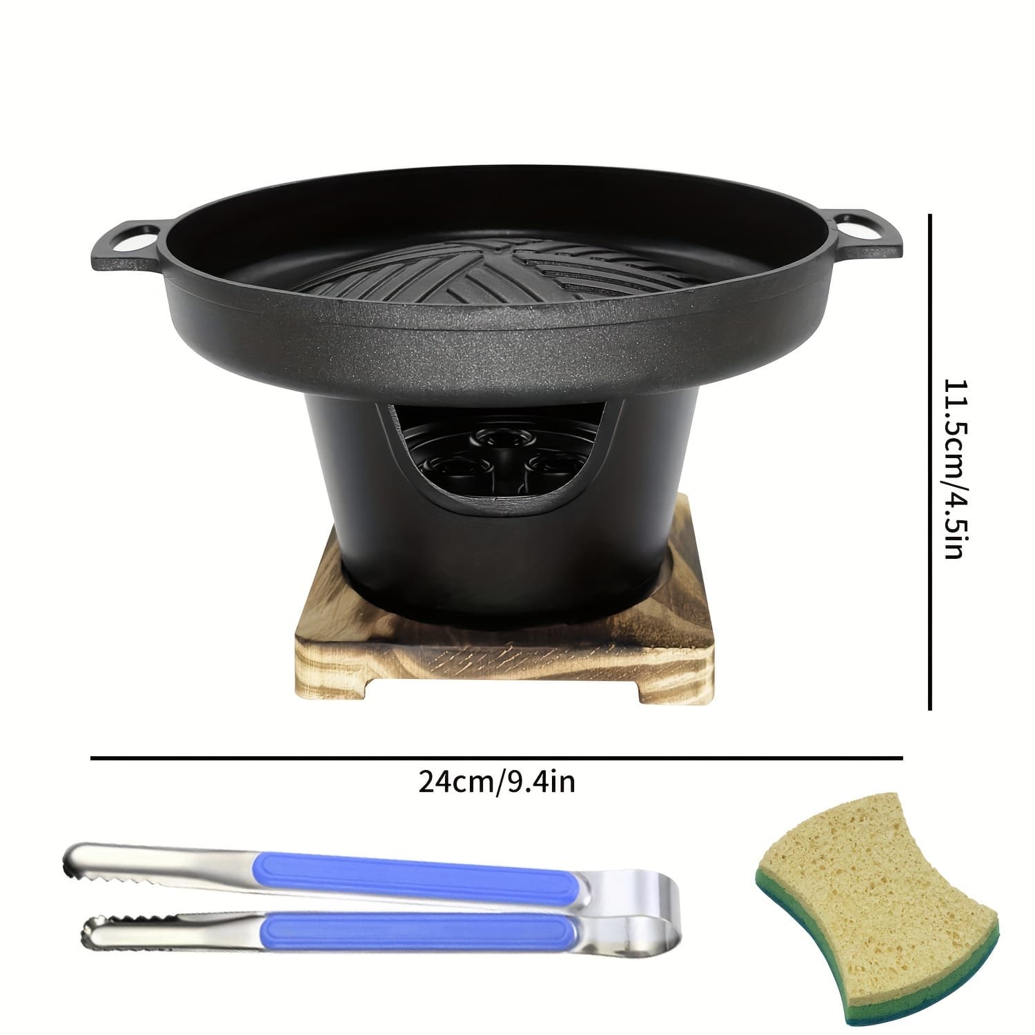 TEMU 8pcs Single Grill Japanese Grill With Base, Charcoal Grill, Cast Aluminum Barbecue Plate, Portable Camping Picnic, Household Barbecue Tool Additions, Essential Household Kitchen Tools