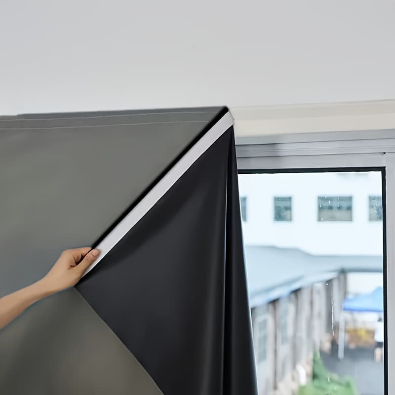 TEMU 1pc Of 100% Blackout Curtain, Suitable For Bedrooms, Self-adhesive Curtains, Temporary Curtains, , Suitable For Kitchen Curtains, Window Curtains