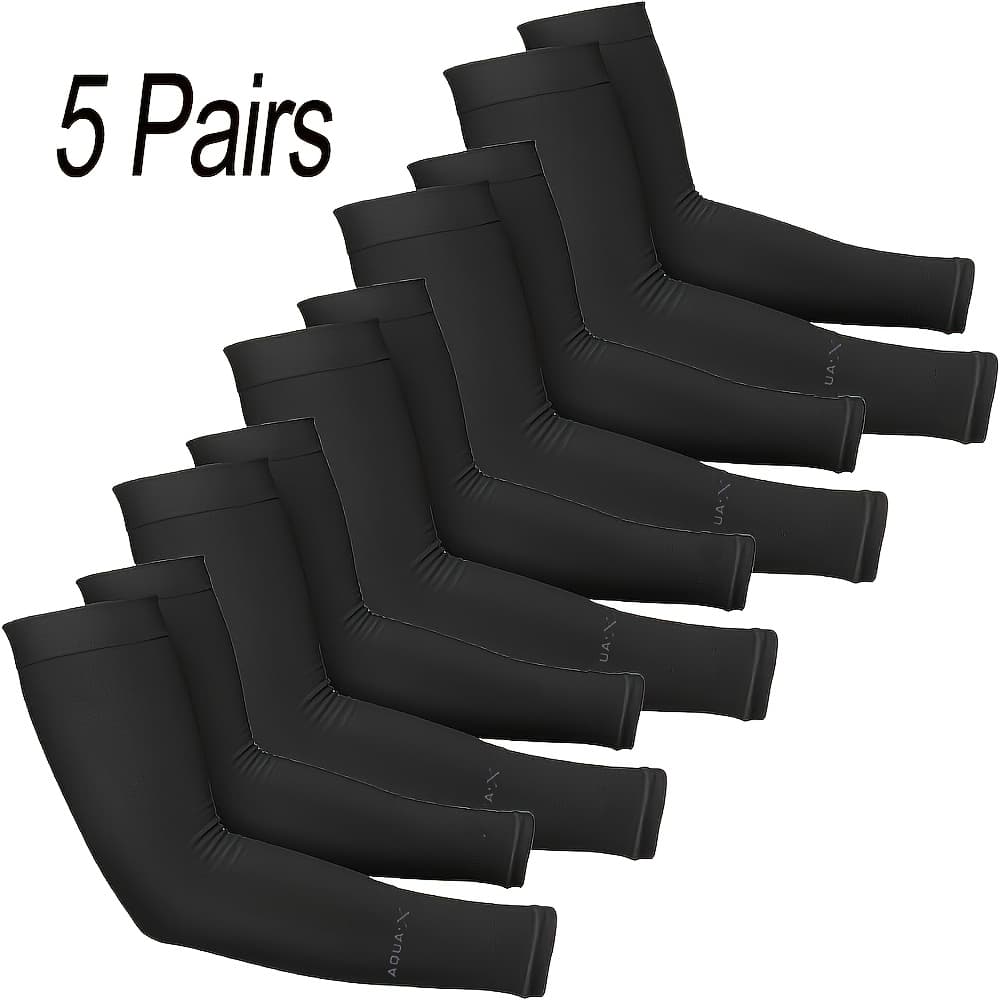 TEMU 5 Pairs Unisex Cooling Arm Sleeves, Compression Arm Covers For Cycling, Driving, Golf, Running