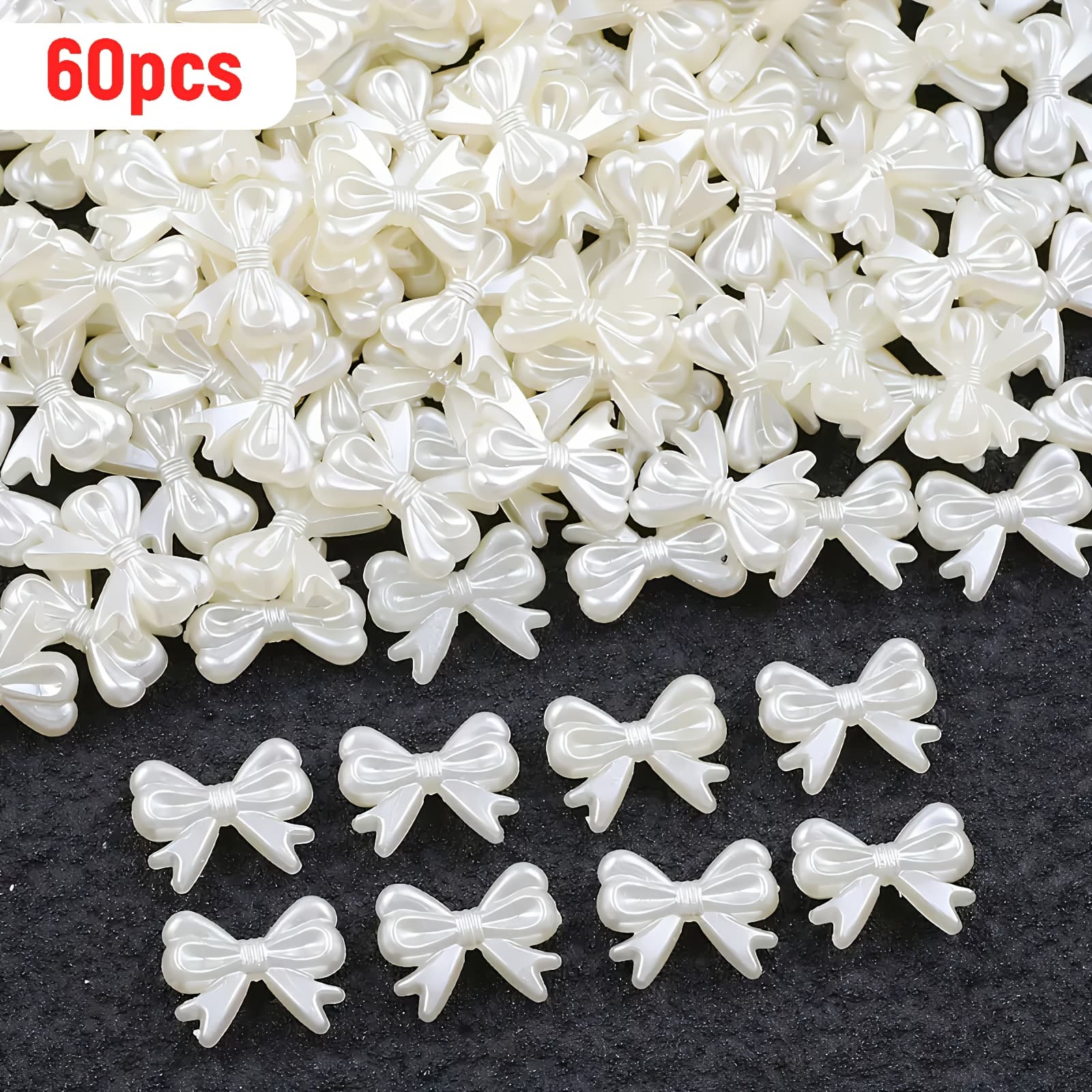 TEMU 60pcs 18.5mm Gentle Retro Bow Shaped Acrylic Beads For Jewelry Makingbracelet Necklace Keychain Additions Handmade Materials