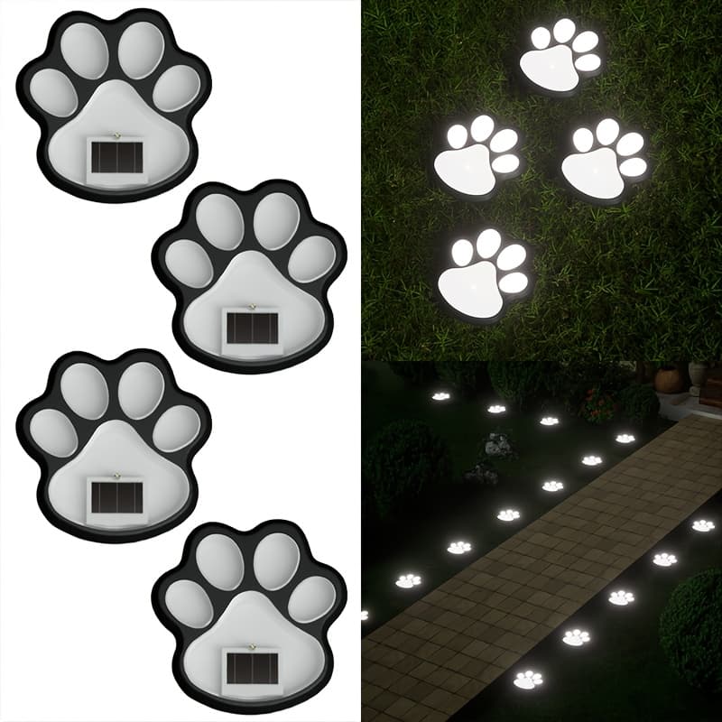 TEMU 4pcs Solar Led Dog Lights - Outdoor Paw Print Ground Lights For Lawn Path Garden Decoration Landscape Lighting, Cute Dog Paw Ground Lights