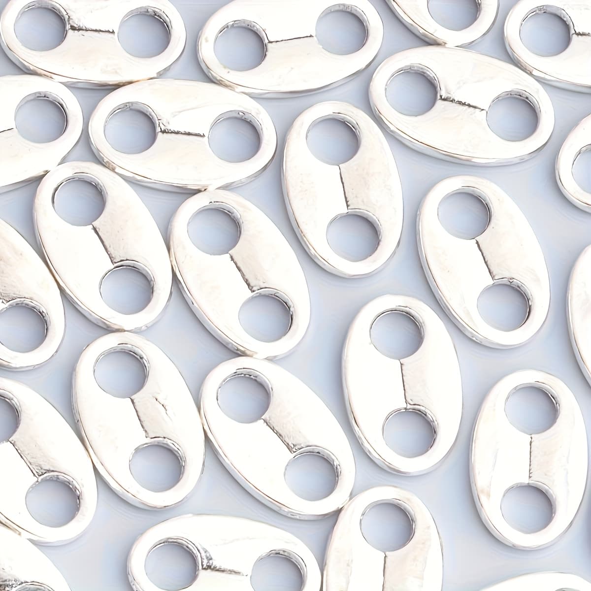 TEMU 30pcs Oval Two-hole Connection Silvery Style Alloy Double Large Hole Necklace Clasp Pendant Additions Ear Additions End Fixing Clip Crimp Beads - Durable Alloy Knot Cover