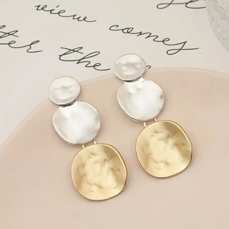 TEMU 1pc Retro Style Minimalist Geometric Pendant Earrings, Suitable For Women - Fashionable Pendant Earrings, Suitable For Daily Wear