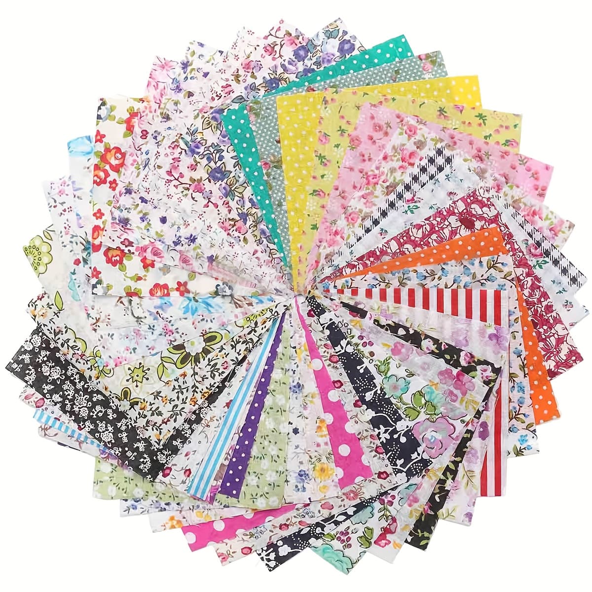 TEMU Diy Quilted Patch 50pcs 3.9 * 3.9in Charm Pack Fabric Bundle Sewing Hand Sewing Clip Art Decoration