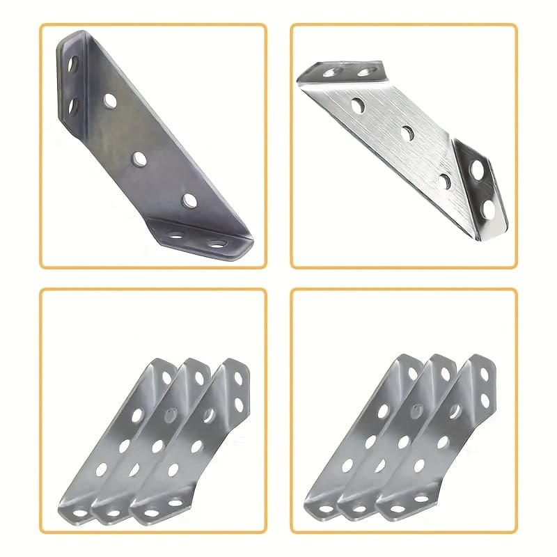 TEMU 10pcs Heavy Duty 304 Stainless Steel Corner Brackets - Rustproof Metal Angle Supports For Shelves, Cabinets & Furniture, Industrial & Home Hardware With Pre-drilled Holes