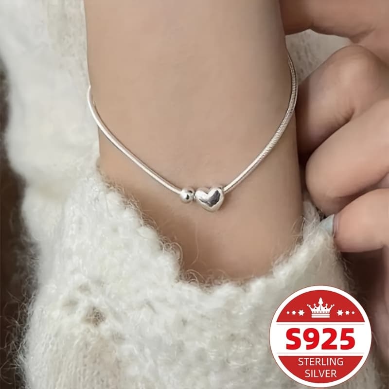 TEMU 925 Sterling Small Round Bead Bracelet, A Luxury, Perfect As A Gift