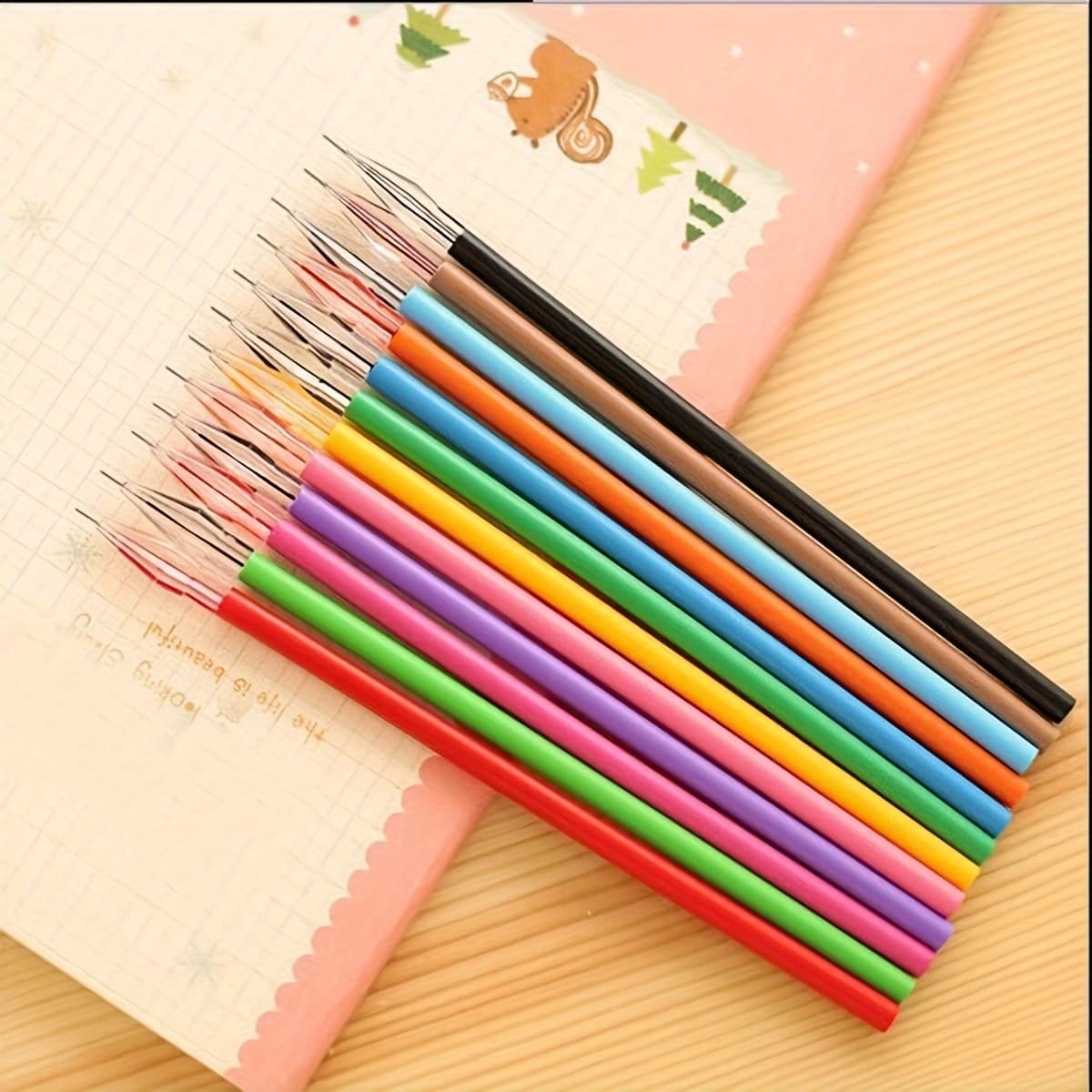 TEMU 12-color Set Fresh Candy Color Pen Notebook Colored Refills 0.5mm Multicolor Refills