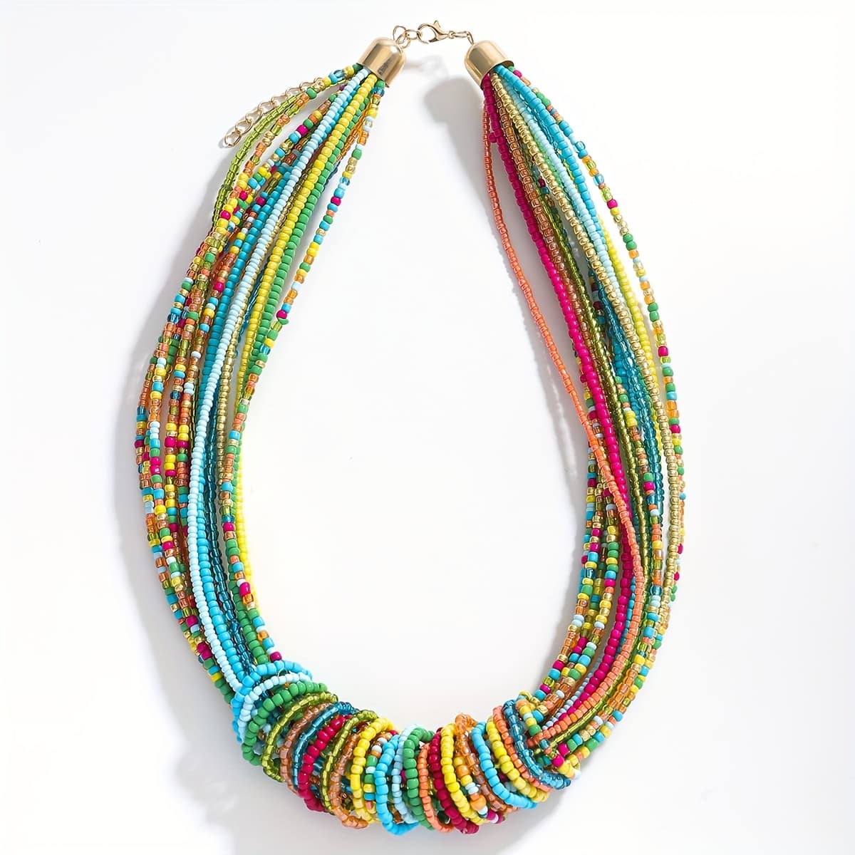 TEMU Bohemian Handmade Colorful Beaded Necklace, Cute Beaded Vacation Party Necklace For Women, Gift For