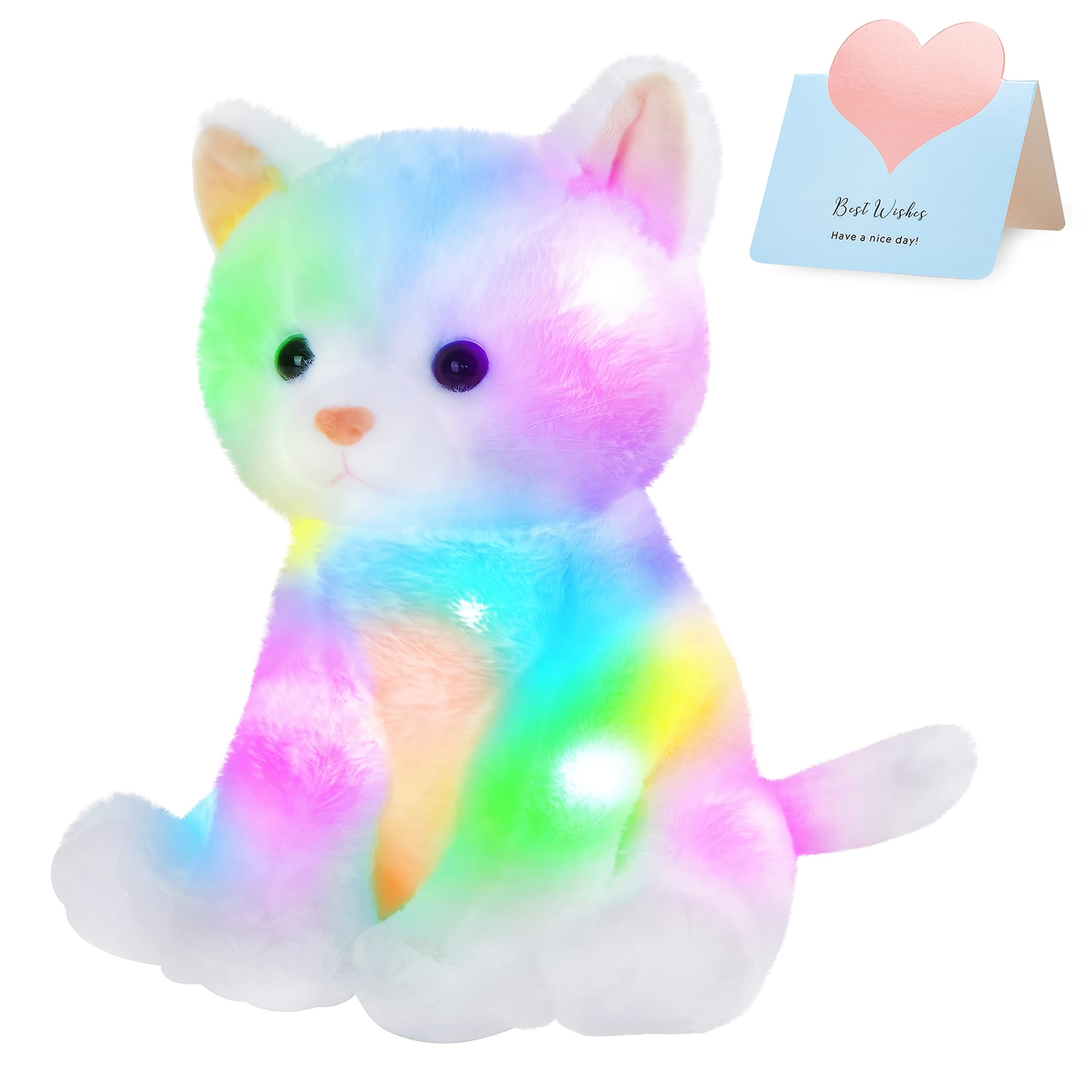 TEMU Plush Cat Toy, Soft And Adorable Plush Cat Toy, Perfect Gift For Boys And Girls, Birthday Gift, Holiday Gift For Christmas And Other Occasions, White Luminous Sitting Cat Plush Toy