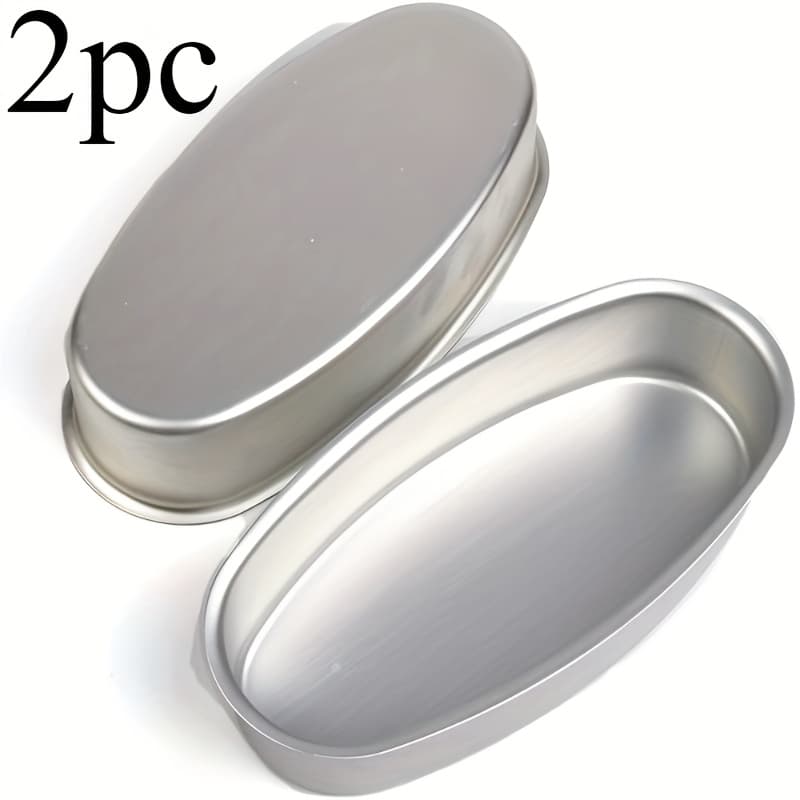 TEMU This Set Includes 2 Oval Cheese Pans Made Of Aluminum, Safe For Oven Use, Perfect For Baking Bread, Cakes, And Meats. Its Versatile Design It Ideal For For Home Applications